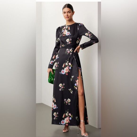 leena for Mac Duggal Faux Wrap Floral Gown Size 4 - Picture 1 of 12